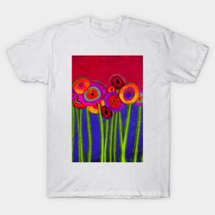 Flower Power Colorful Abstract Flowers One T-Shirt